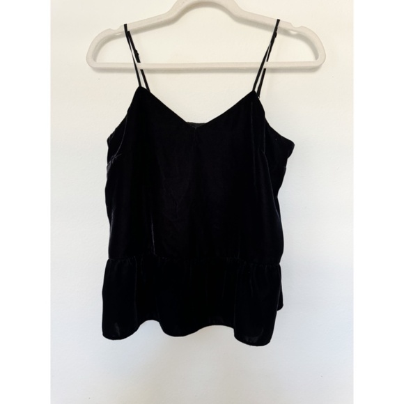 J. Crew Velvet Peplum Camisole Tank Top Black 6P - Picture 2 of 8
